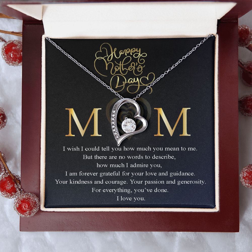 Mom, I wish I could tell you how much you mean to me Message Card Necklace