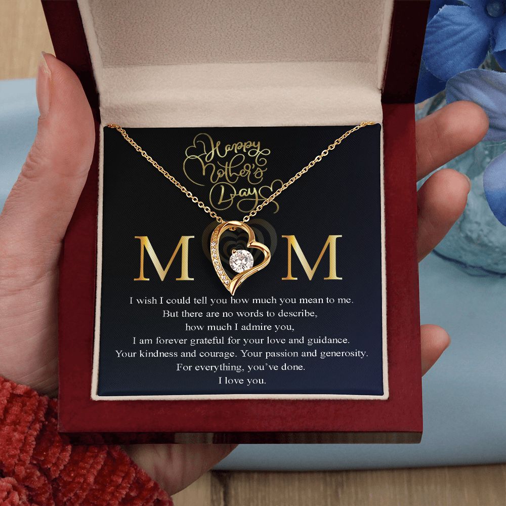 Mom, I wish I could tell you how much you mean to me Message Card Necklace