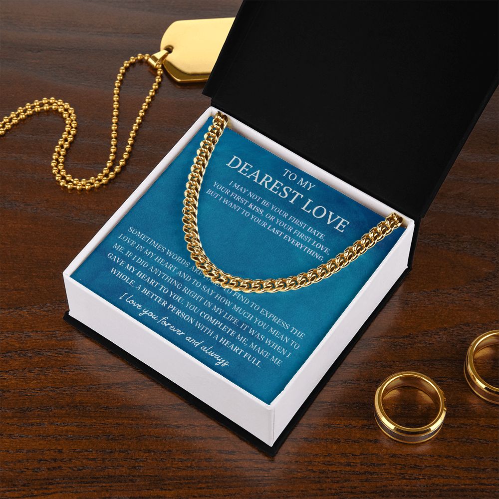 Dearest Love Cuban Chain Necklace, Sentimental Boyfriend Gift, Husband & Soulmate & Boyfriend Birthday Gift, Love Gift Ideas, Valentines Day Gifts