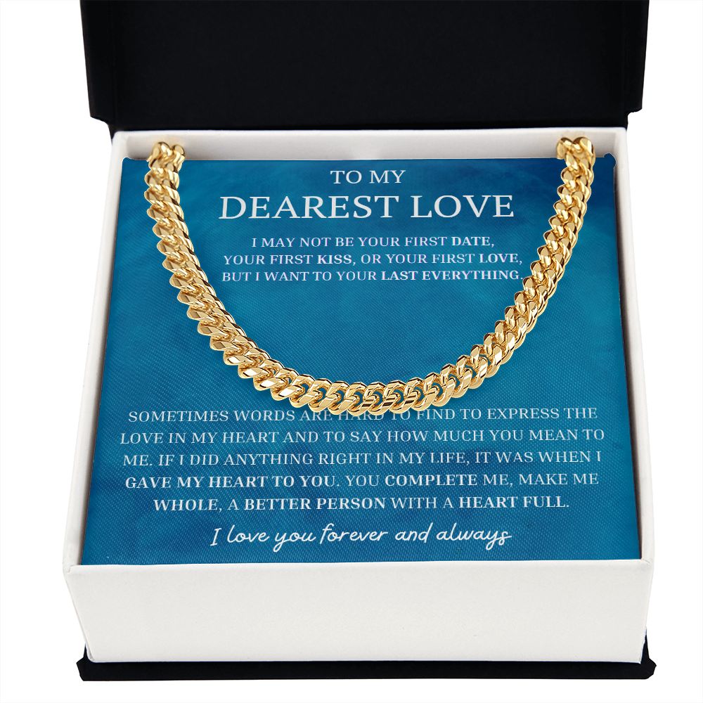 Dearest Love Cuban Chain Necklace, Sentimental Boyfriend Gift, Husband & Soulmate & Boyfriend Birthday Gift, Love Gift Ideas, Valentines Day Gifts