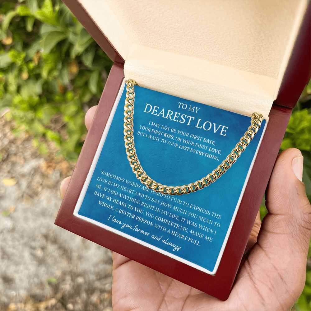 Dearest Love Cuban Chain Necklace, Sentimental Boyfriend Gift, Husband & Soulmate & Boyfriend Birthday Gift, Love Gift Ideas, Valentines Day Gifts