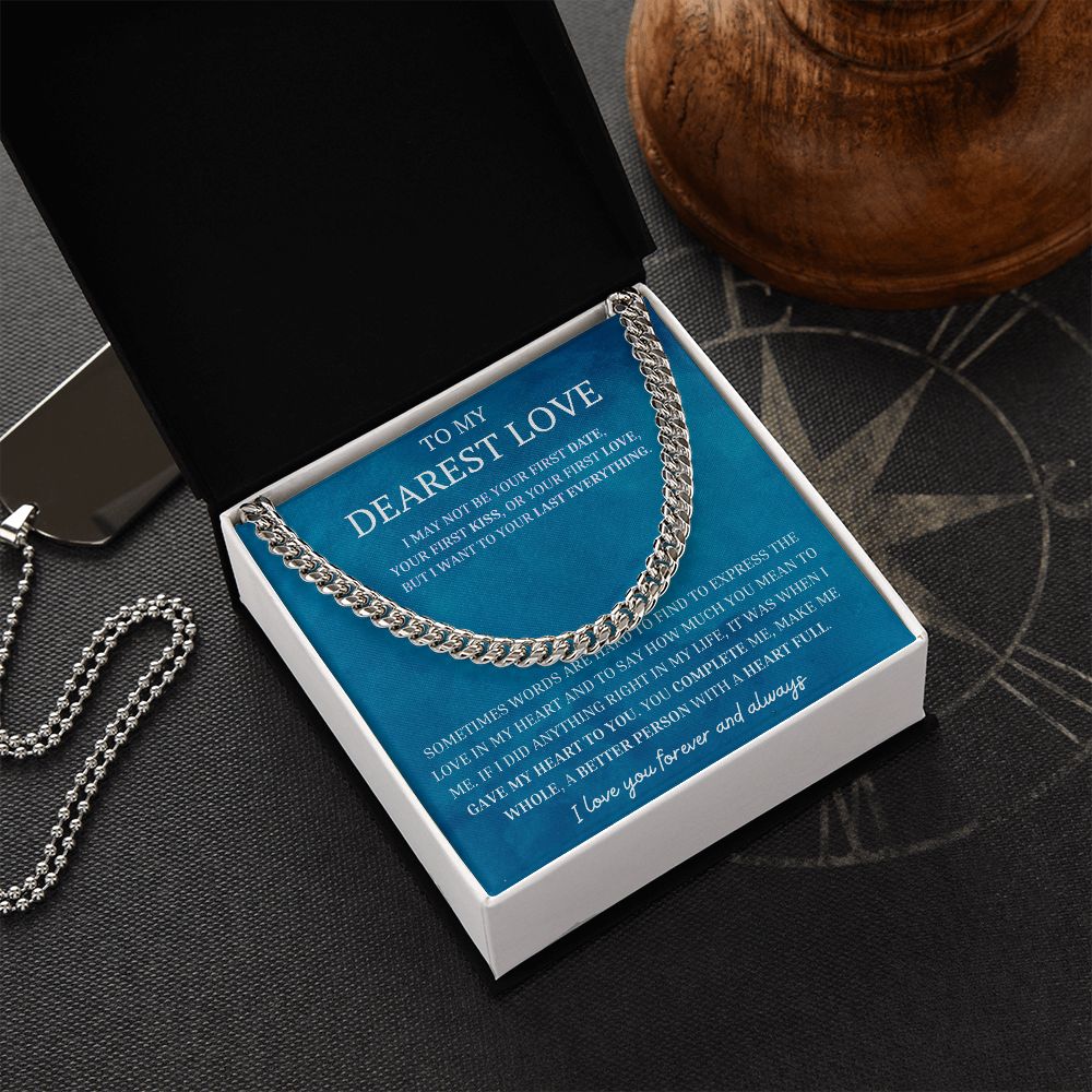 Dearest Love Cuban Chain Necklace, Sentimental Boyfriend Gift, Husband & Soulmate & Boyfriend Birthday Gift, Love Gift Ideas, Valentines Day Gifts