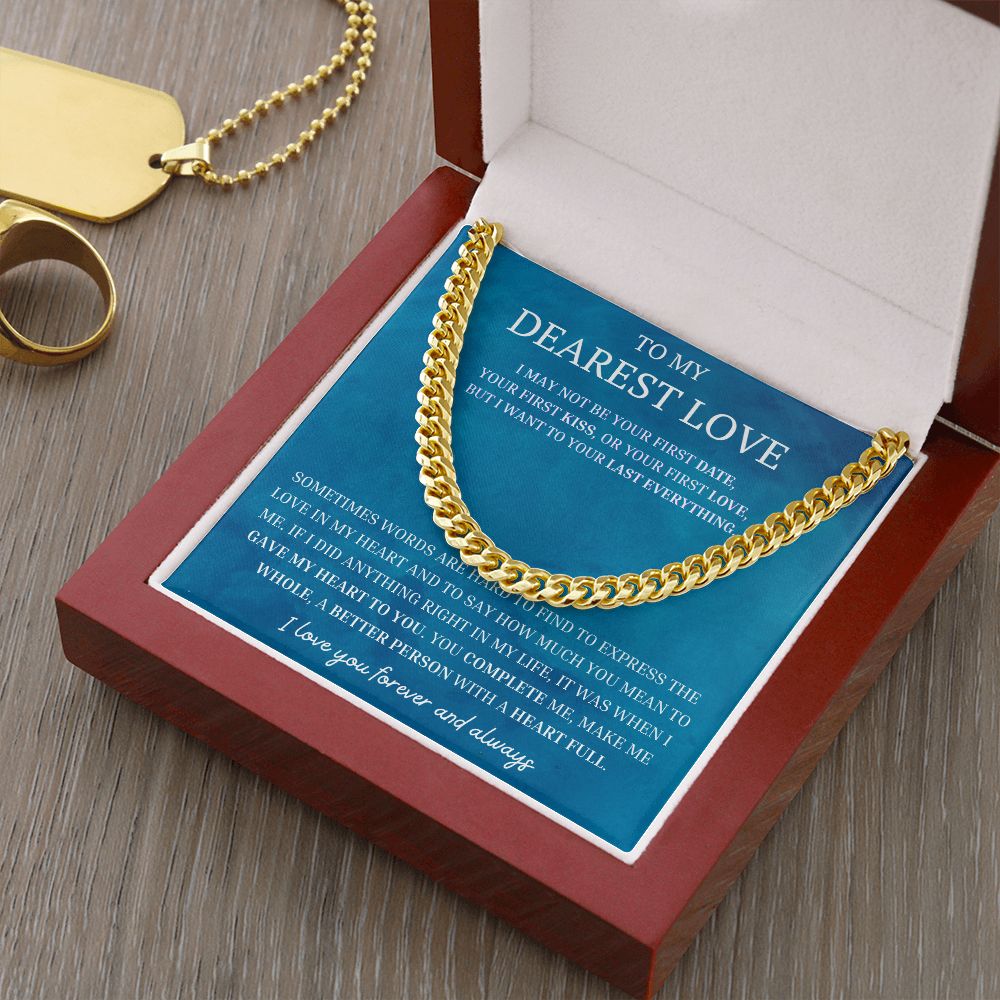 Dearest Love Cuban Chain Necklace, Sentimental Boyfriend Gift, Husband & Soulmate & Boyfriend Birthday Gift, Love Gift Ideas, Valentines Day Gifts