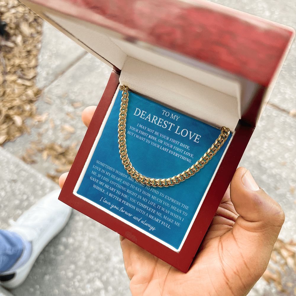 Dearest Love Cuban Chain Necklace, Sentimental Boyfriend Gift, Husband & Soulmate & Boyfriend Birthday Gift, Love Gift Ideas, Valentines Day Gifts