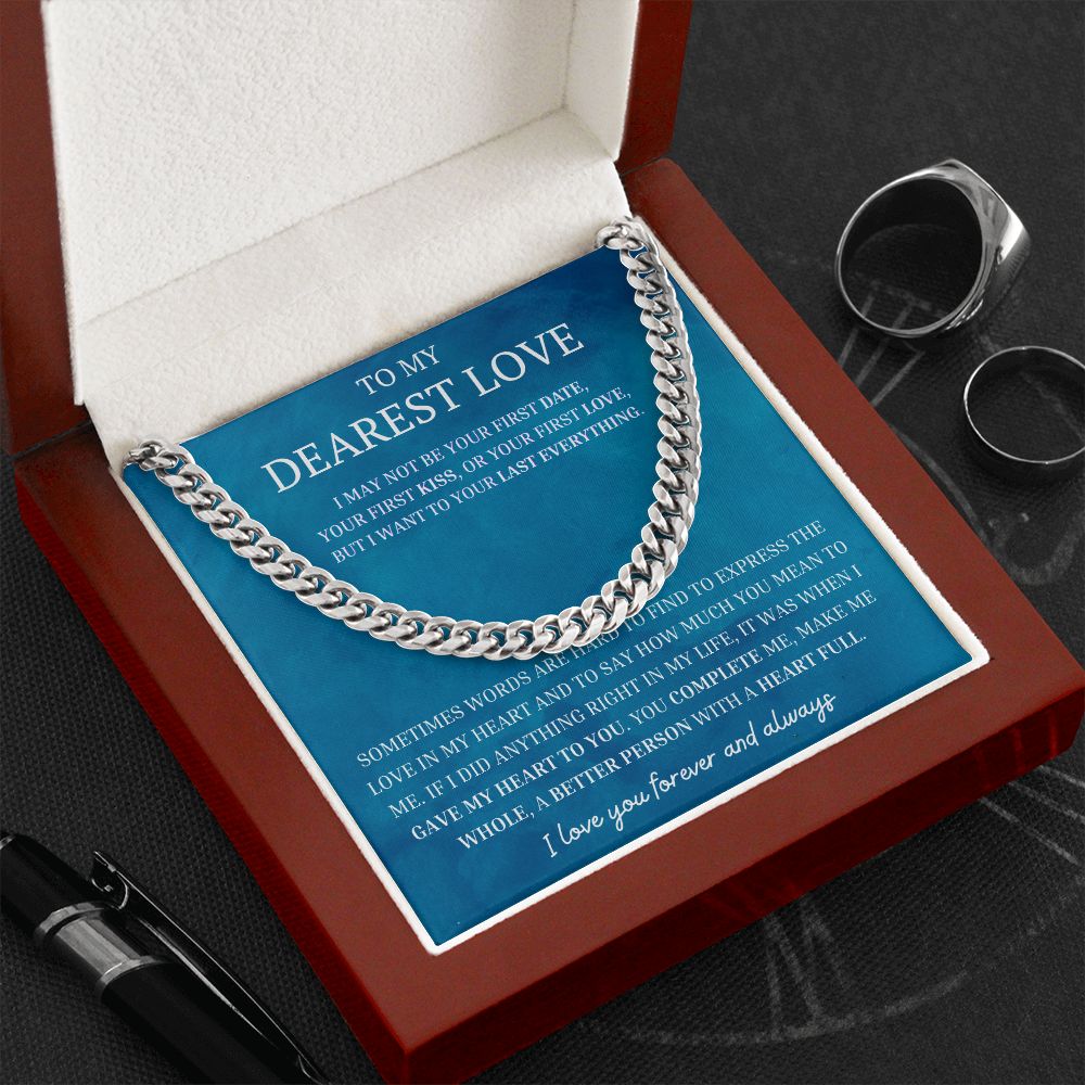 Dearest Love Cuban Chain Necklace, Sentimental Boyfriend Gift, Husband & Soulmate & Boyfriend Birthday Gift, Love Gift Ideas, Valentines Day Gifts