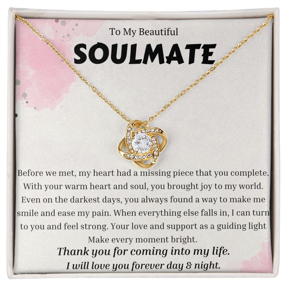 To My Soulmate Love Knot Necklace, Anniversary Gift for Soulmate, Soulmate Birthday, Soulmate Necklace, Valentines Day Gift For Soulmate