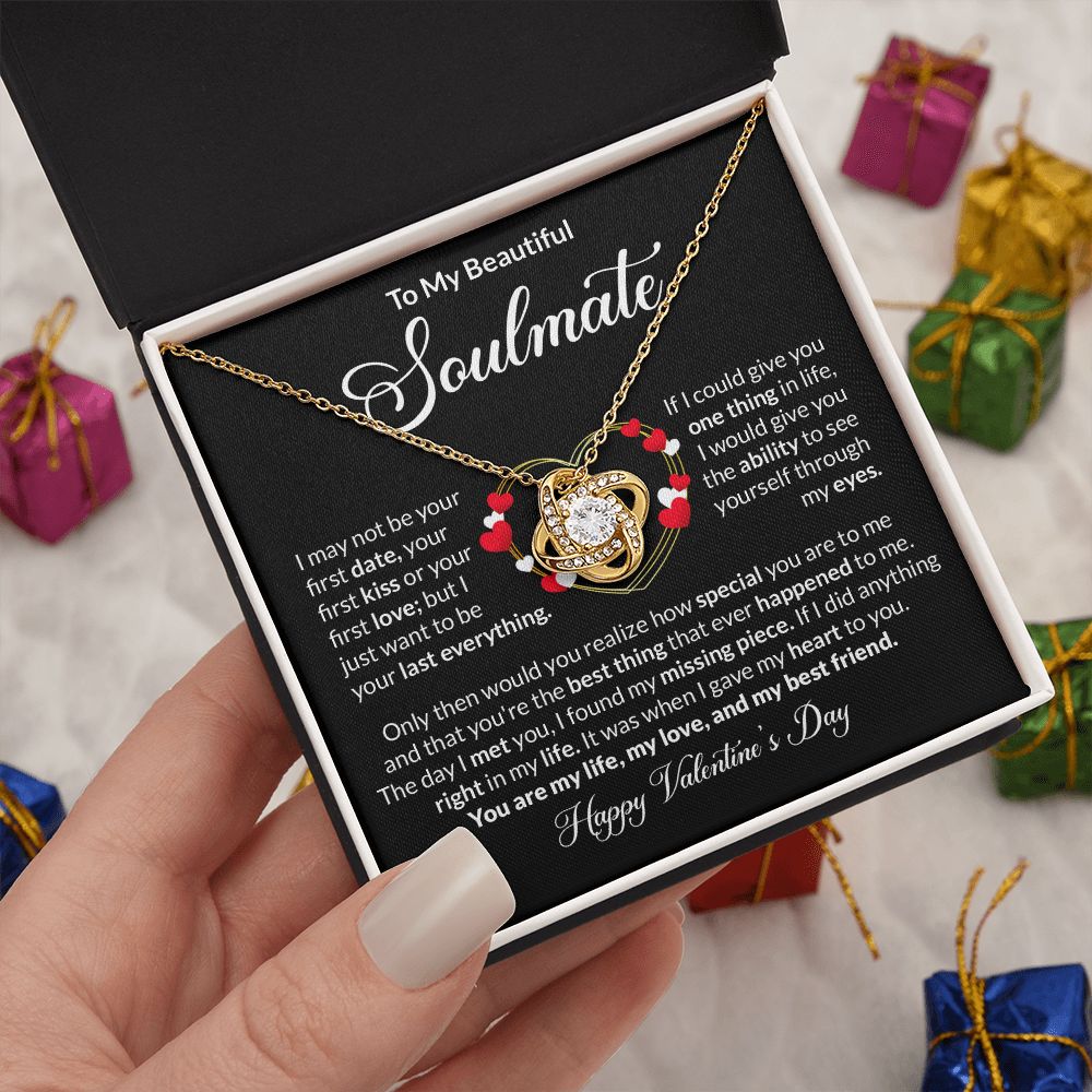 To My Soulmate Love Knot Necklace, Anniversary Gift for Soulmate, Soulmate Birthday, Soulmate Necklace, Valentines Day Gift For Soulmate