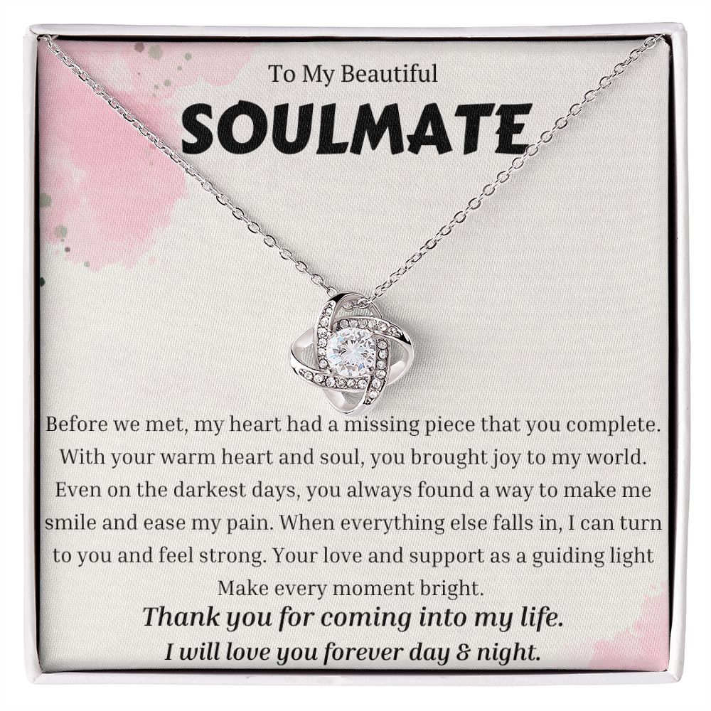 To My Soulmate Love Knot Necklace, Anniversary Gift for Soulmate, Soulmate Birthday, Soulmate Necklace, Valentines Day Gift For Soulmate