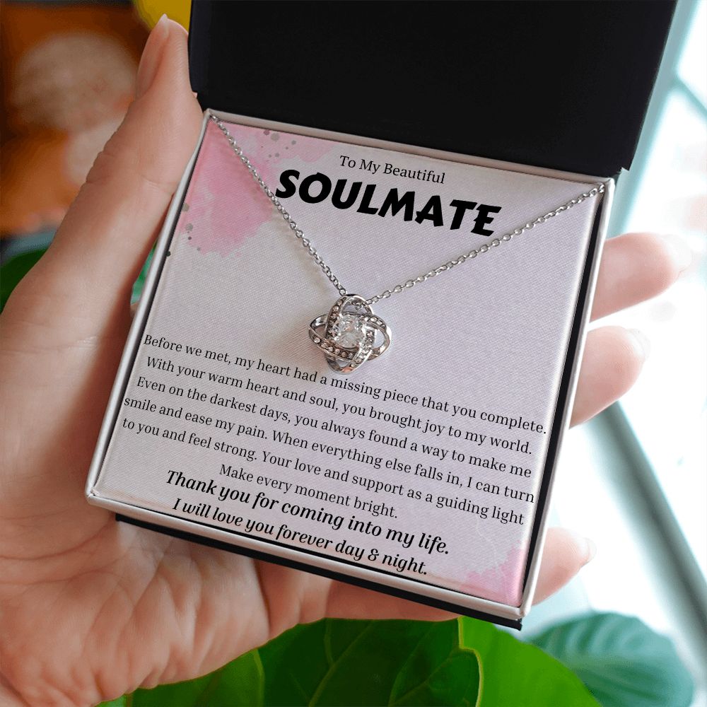 To My Soulmate Love Knot Necklace, Anniversary Gift for Soulmate, Soulmate Birthday, Soulmate Necklace, Valentines Day Gift For Soulmate