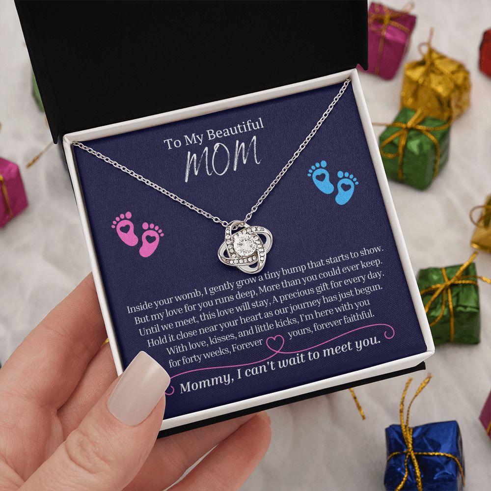 Products To My Mommy, Mom to Be, Love Knot Necklace, Baby Shower Gift, Expecting Mother Pregnancy Gift