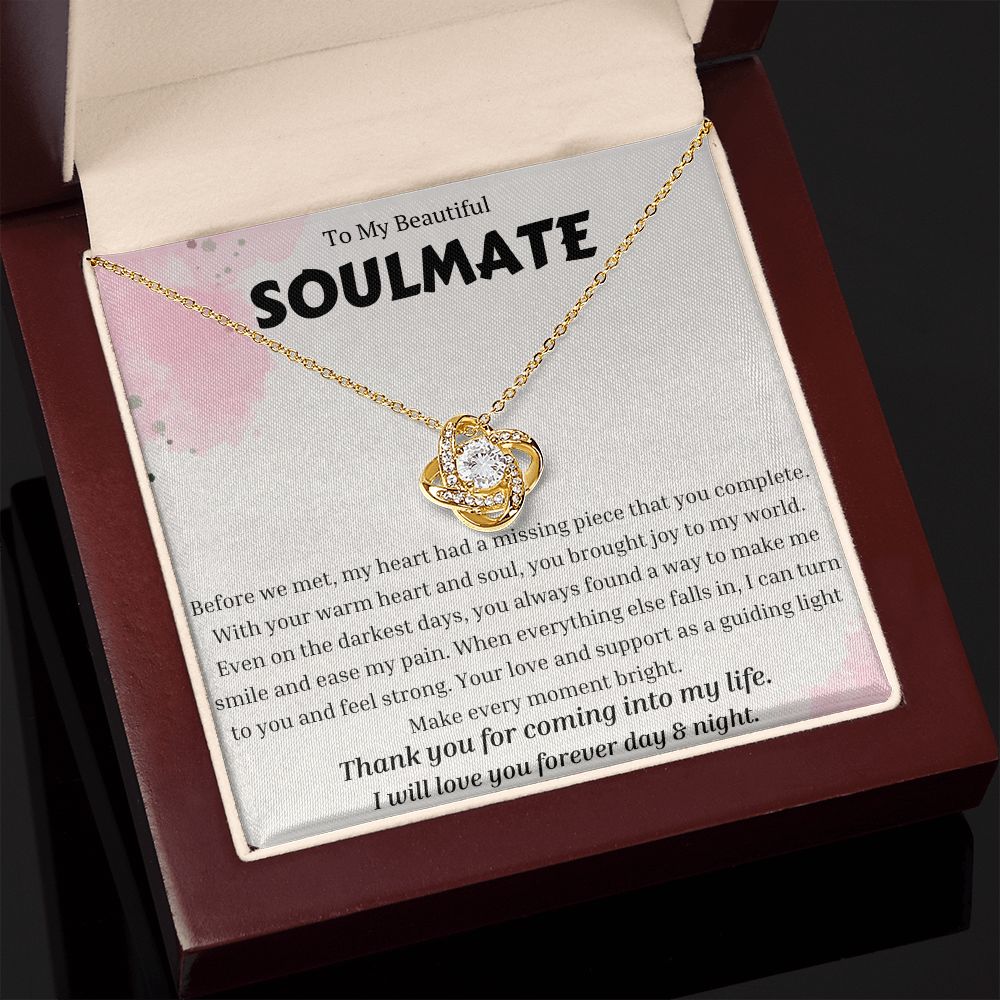 To My Soulmate Love Knot Necklace, Anniversary Gift for Soulmate, Soulmate Birthday, Soulmate Necklace, Valentines Day Gift For Soulmate