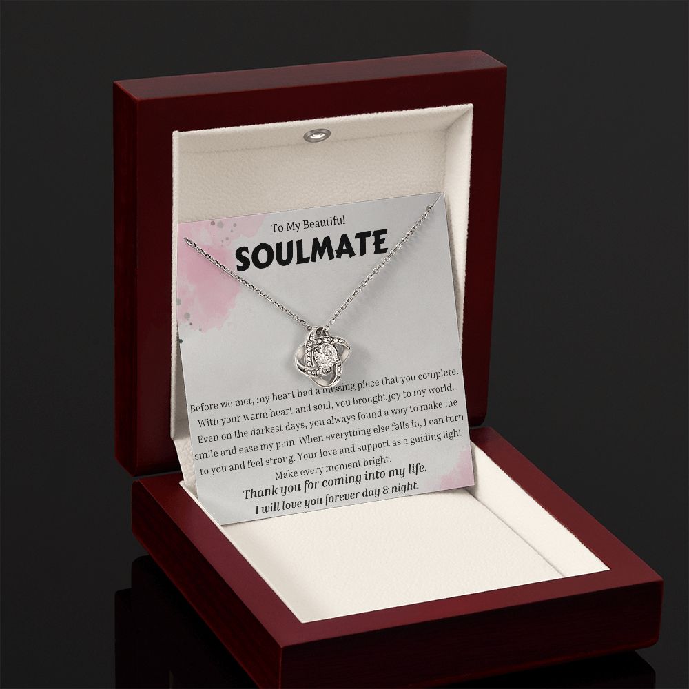 To My Soulmate Love Knot Necklace, Anniversary Gift for Soulmate, Soulmate Birthday, Soulmate Necklace, Valentines Day Gift For Soulmate