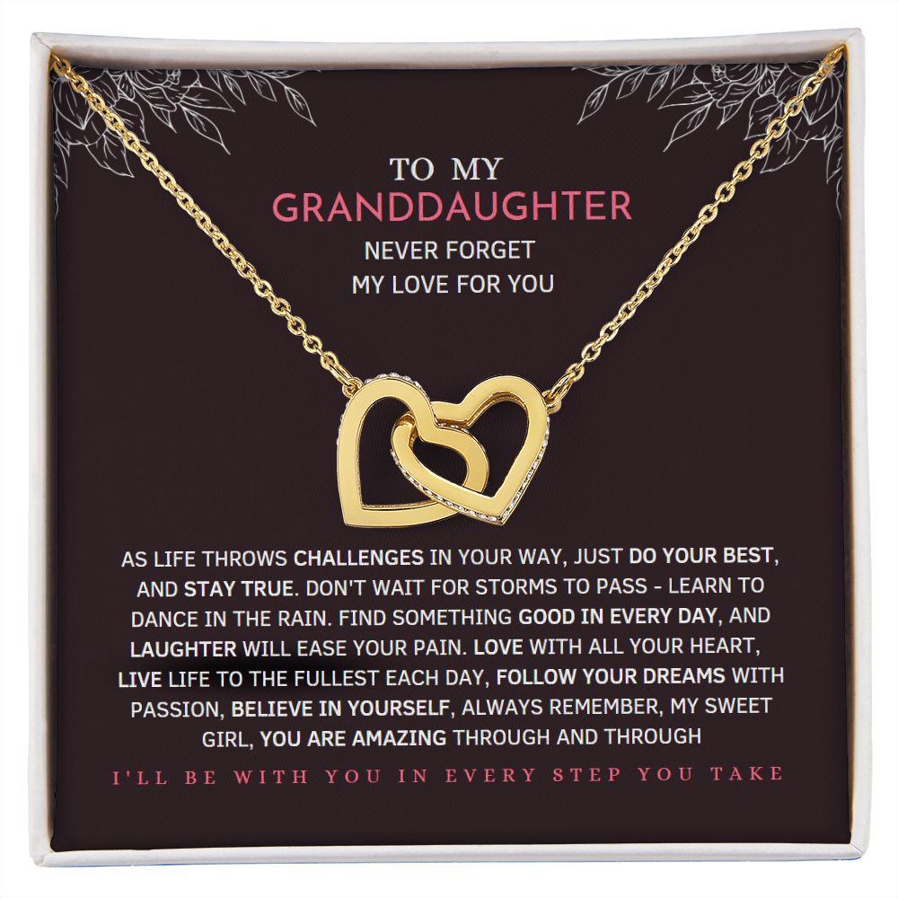 To My Granddaughter Never Forget my Love For You Interlocking Hearts Necklace, Granddaughter Necklace, Granddaughter Gifts