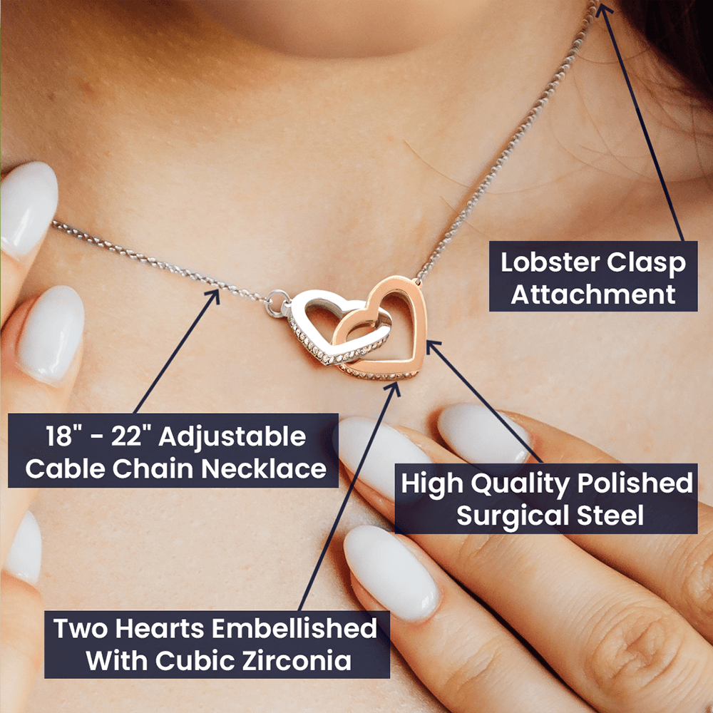 To My Amazing Daughter From Mom Interlocking Hearts necklace