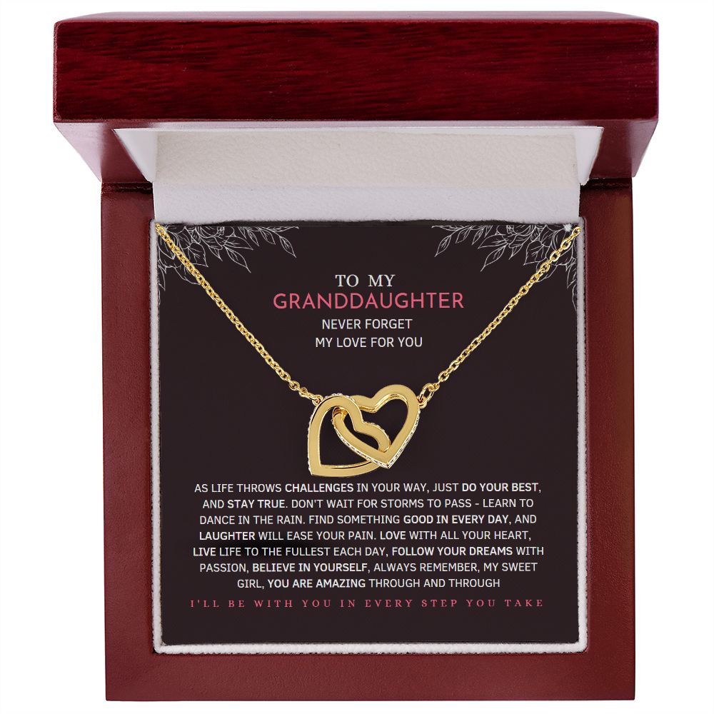 To My Granddaughter Never Forget my Love For You Interlocking Hearts Necklace, Granddaughter Necklace, Granddaughter Gifts