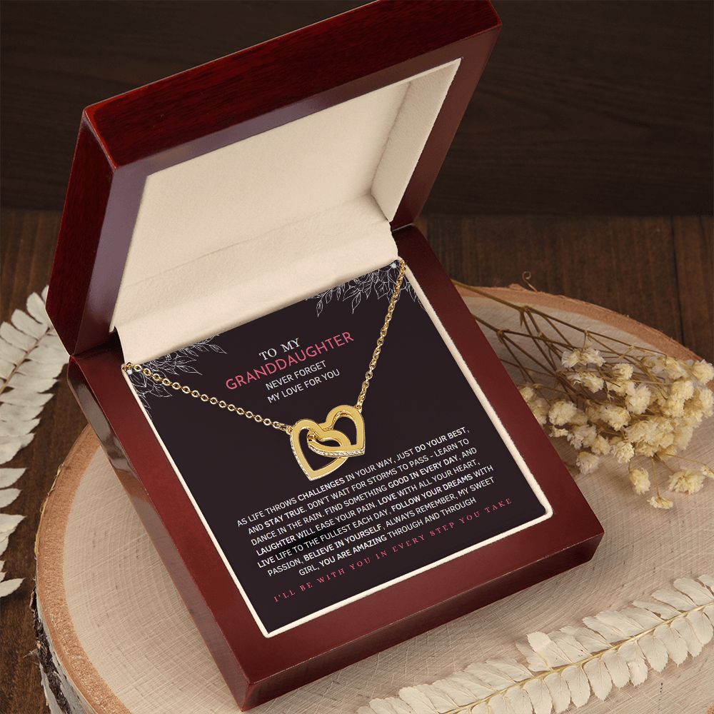 To My Granddaughter Never Forget my Love For You Interlocking Hearts Necklace, Granddaughter Necklace, Granddaughter Gifts