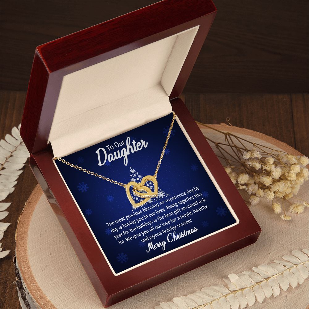 To our Daughter The most precious blessing we experience day by day is having you in our lives Christmas Interlocking Hearts Necklace