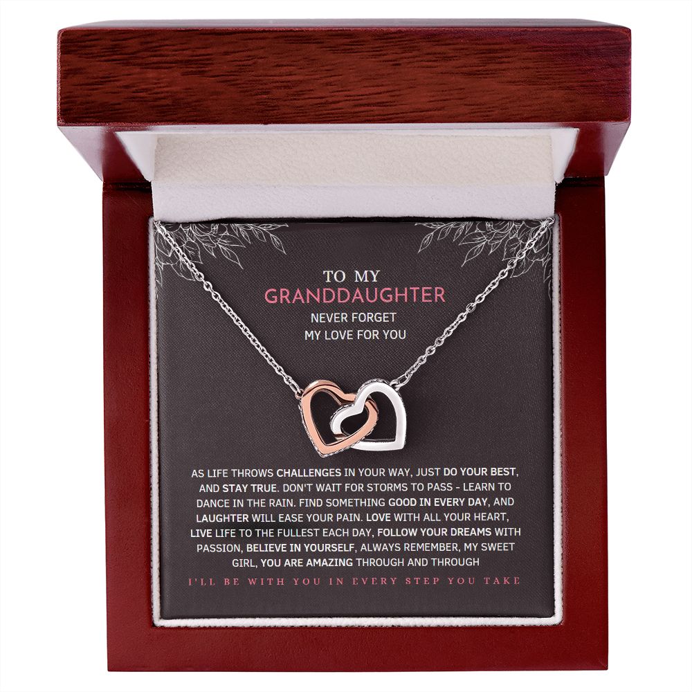To My Granddaughter Never Forget my Love For You Interlocking Hearts Necklace, Granddaughter Necklace, Granddaughter Gifts