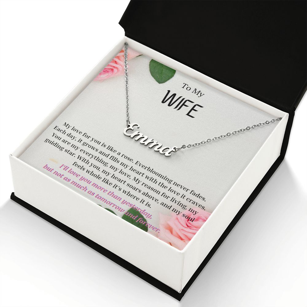 To My WIFE Personalized Name Necklace My love for you is like a rose, Anniversary Gift for WIFE , WIFE Birthday, WIFE Necklace, Valentines Day Gift For WIFE