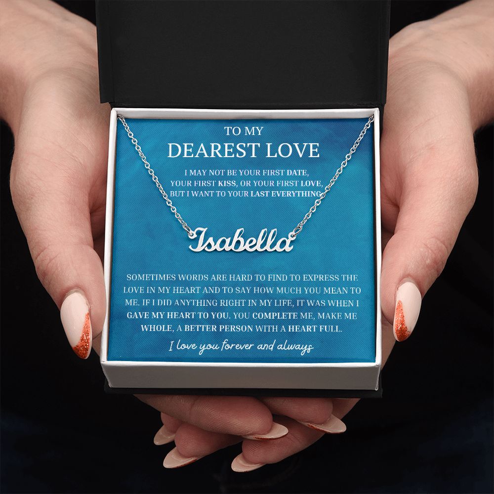 To My Dearest Love Personalized Name Necklace YOU COMPLETE ME, Anniversary Gift for SOULMATE , SOULMATE Birthday, SOULMATE Necklace, Valentines Day Gift For SOULMATE