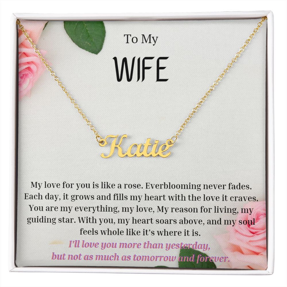 To My WIFE Personalized Name Necklace My love for you is like a rose, Anniversary Gift for WIFE , WIFE Birthday, WIFE Necklace, Valentines Day Gift For WIFE