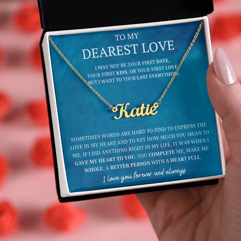 To My Dearest Love Personalized Name Necklace YOU COMPLETE ME, Anniversary Gift for SOULMATE , SOULMATE Birthday, SOULMATE Necklace, Valentines Day Gift For SOULMATE