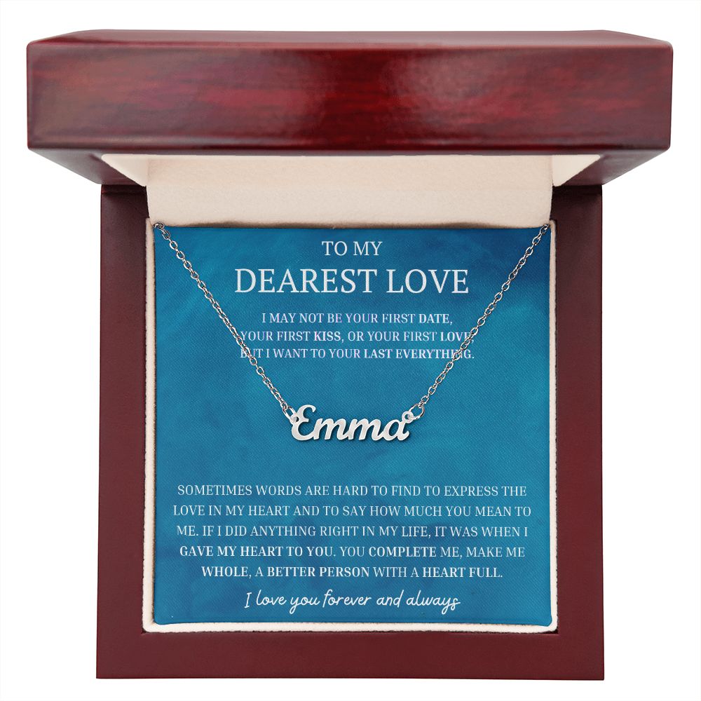 To My Dearest Love Personalized Name Necklace YOU COMPLETE ME, Anniversary Gift for SOULMATE , SOULMATE Birthday, SOULMATE Necklace, Valentines Day Gift For SOULMATE