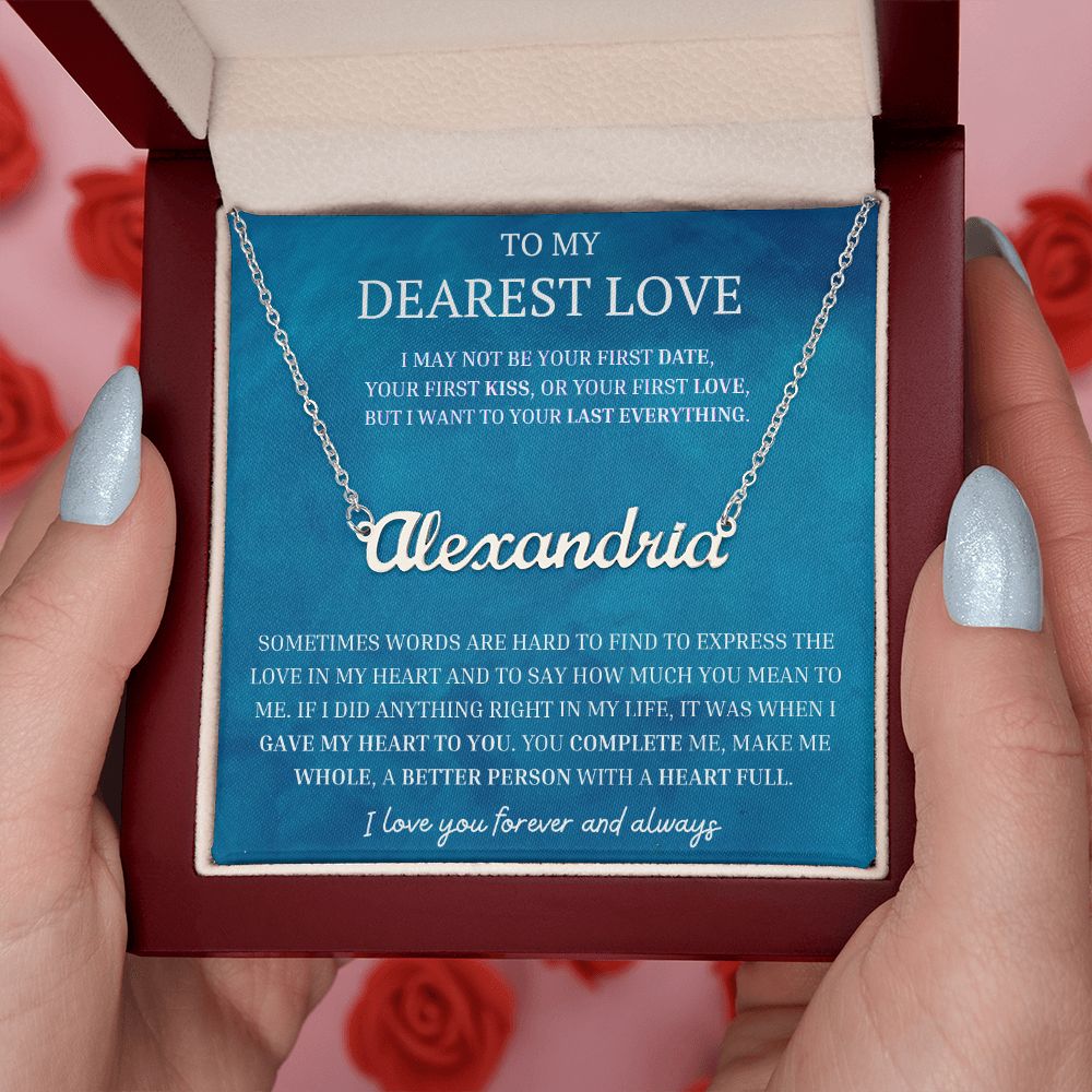 To My Dearest Love Personalized Name Necklace YOU COMPLETE ME, Anniversary Gift for SOULMATE , SOULMATE Birthday, SOULMATE Necklace, Valentines Day Gift For SOULMATE