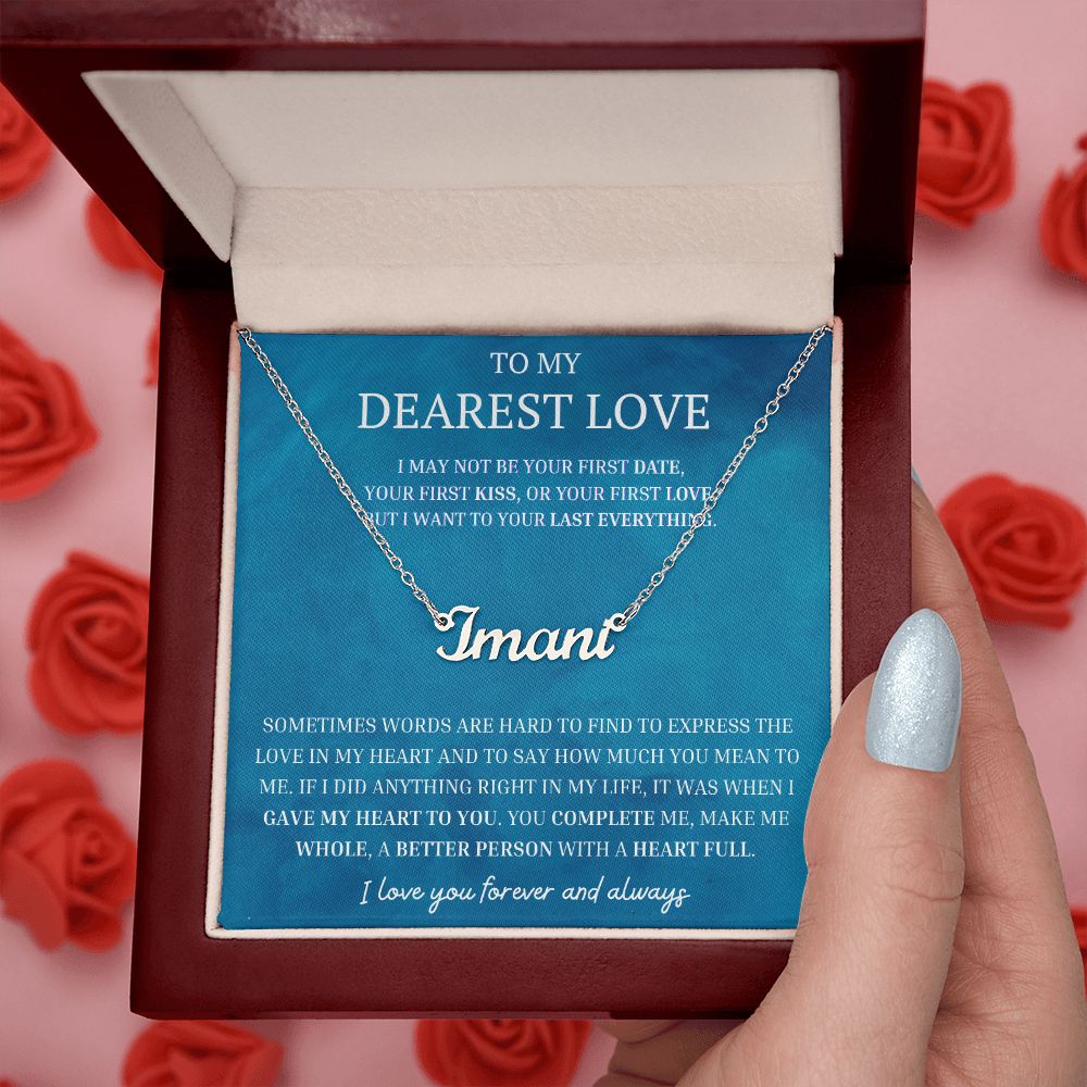 To My Dearest Love Personalized Name Necklace YOU COMPLETE ME, Anniversary Gift for SOULMATE , SOULMATE Birthday, SOULMATE Necklace, Valentines Day Gift For SOULMATE