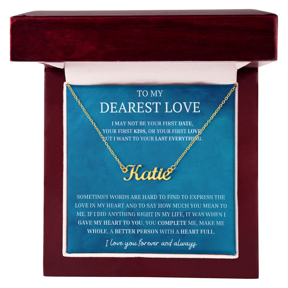 To My Dearest Love Personalized Name Necklace YOU COMPLETE ME, Anniversary Gift for SOULMATE , SOULMATE Birthday, SOULMATE Necklace, Valentines Day Gift For SOULMATE