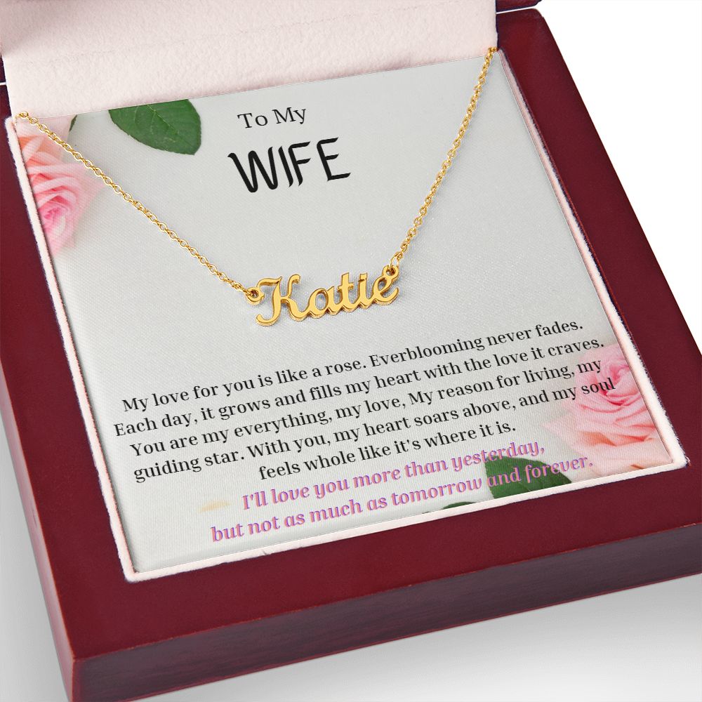To My WIFE Personalized Name Necklace My love for you is like a rose, Anniversary Gift for WIFE , WIFE Birthday, WIFE Necklace, Valentines Day Gift For WIFE