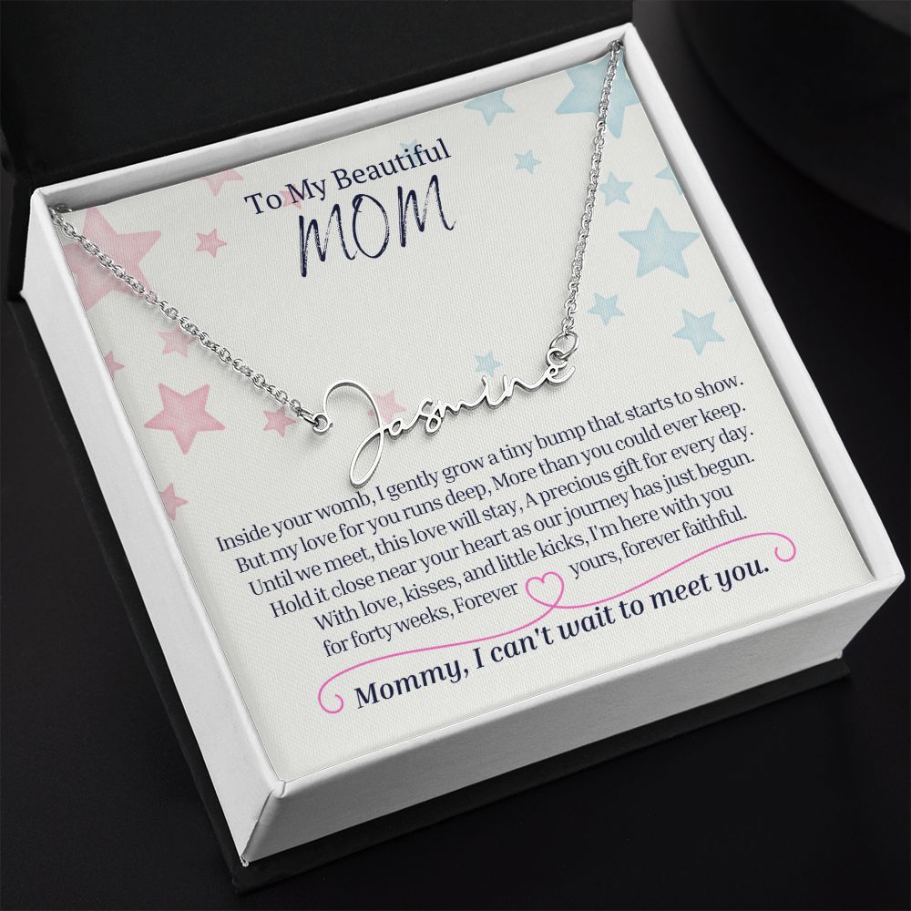 Products To My Mommy, Mom to Be, Signature Style Name Necklace, Baby Shower Gift, Expecting Mother Pregnancy Gift