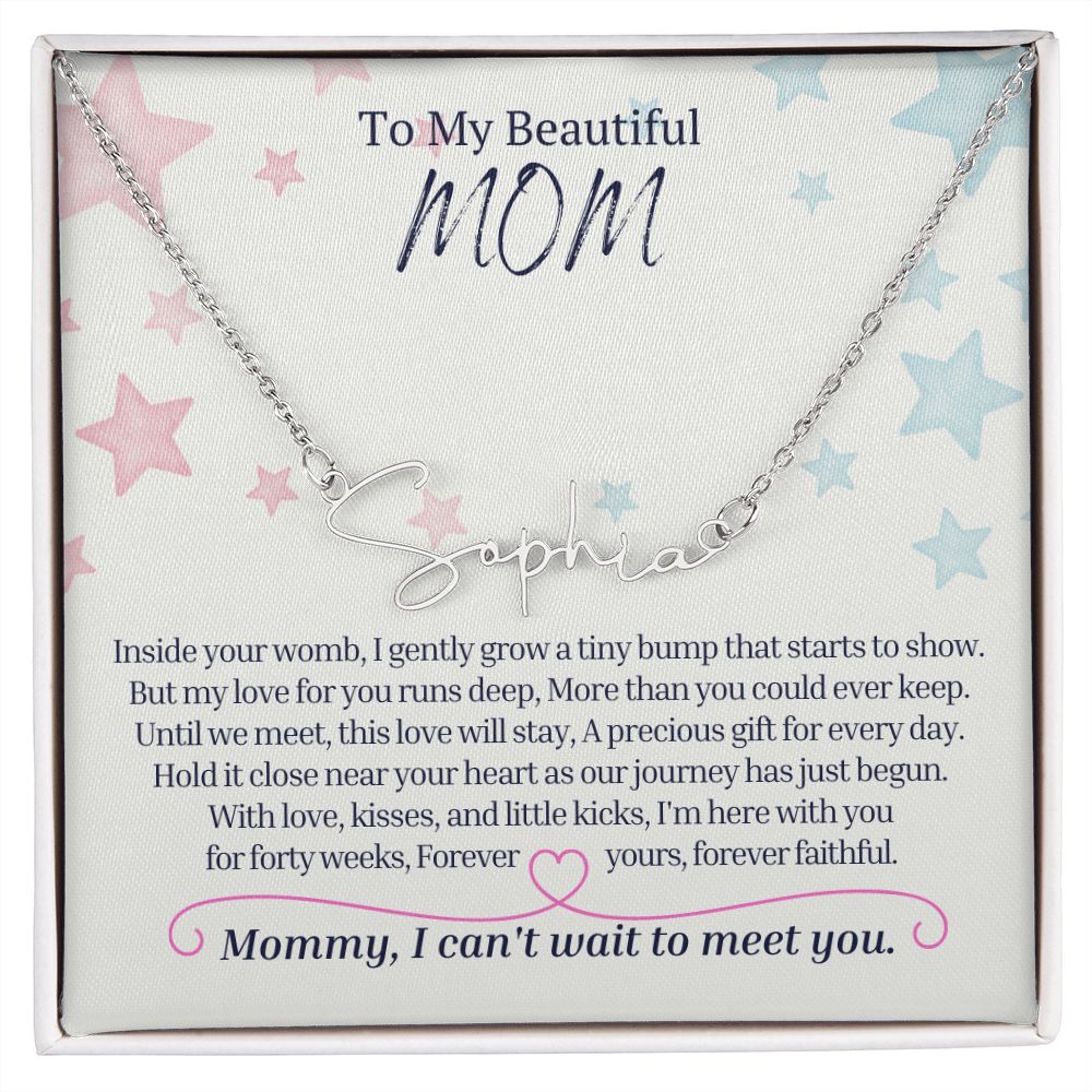 Products To My Mommy, Mom to Be, Signature Style Name Necklace, Baby Shower Gift, Expecting Mother Pregnancy Gift