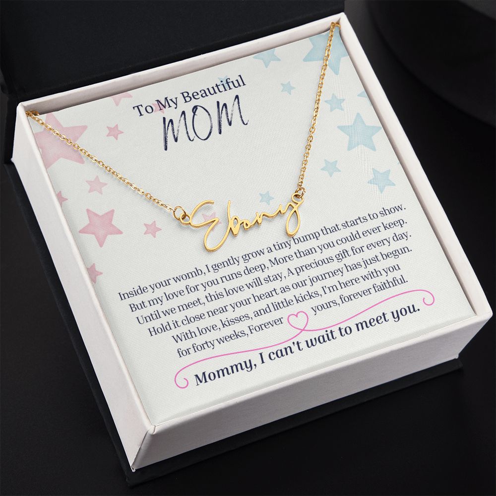 Products To My Mommy, Mom to Be, Signature Style Name Necklace, Baby Shower Gift, Expecting Mother Pregnancy Gift