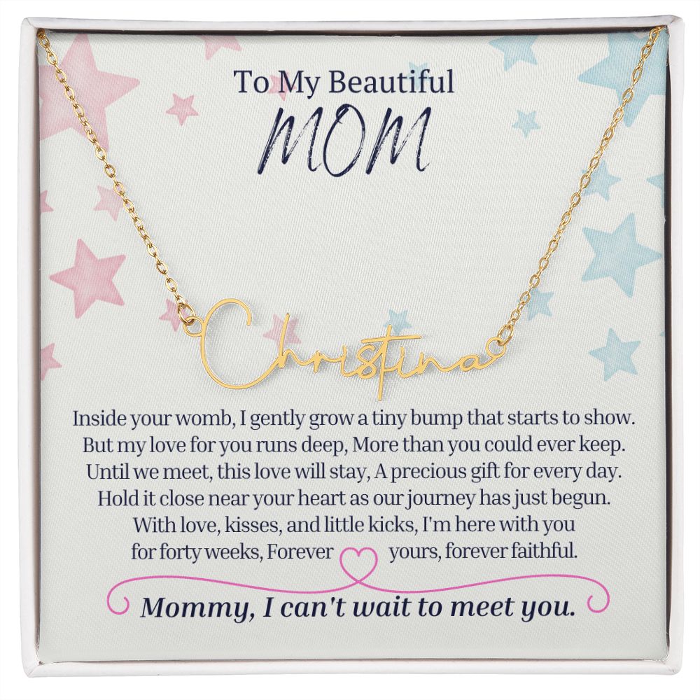 Products To My Mommy, Mom to Be, Signature Style Name Necklace, Baby Shower Gift, Expecting Mother Pregnancy Gift