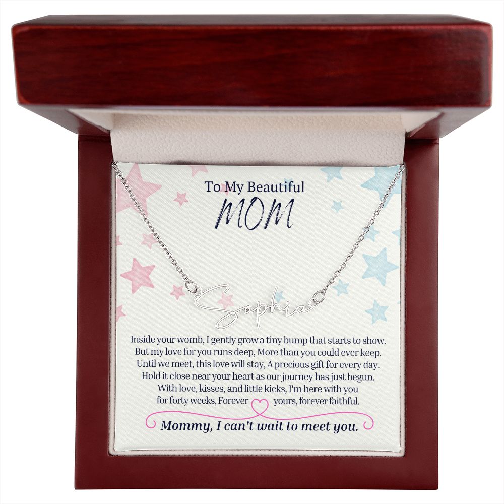 Products To My Mommy, Mom to Be, Signature Style Name Necklace, Baby Shower Gift, Expecting Mother Pregnancy Gift