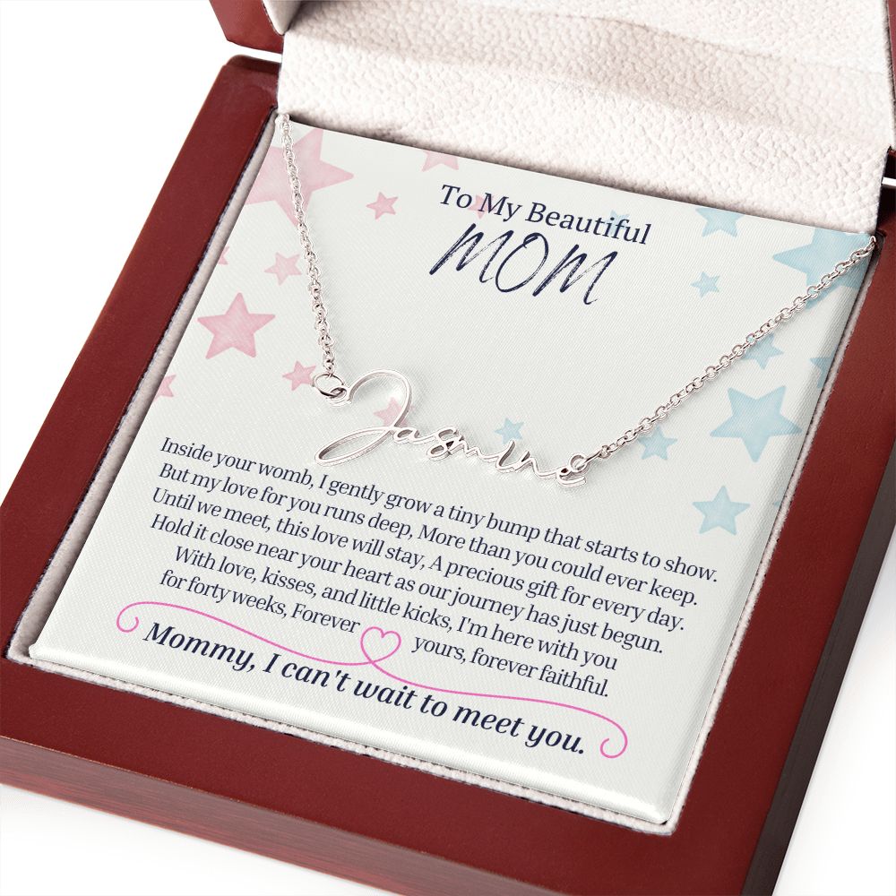Products To My Mommy, Mom to Be, Signature Style Name Necklace, Baby Shower Gift, Expecting Mother Pregnancy Gift