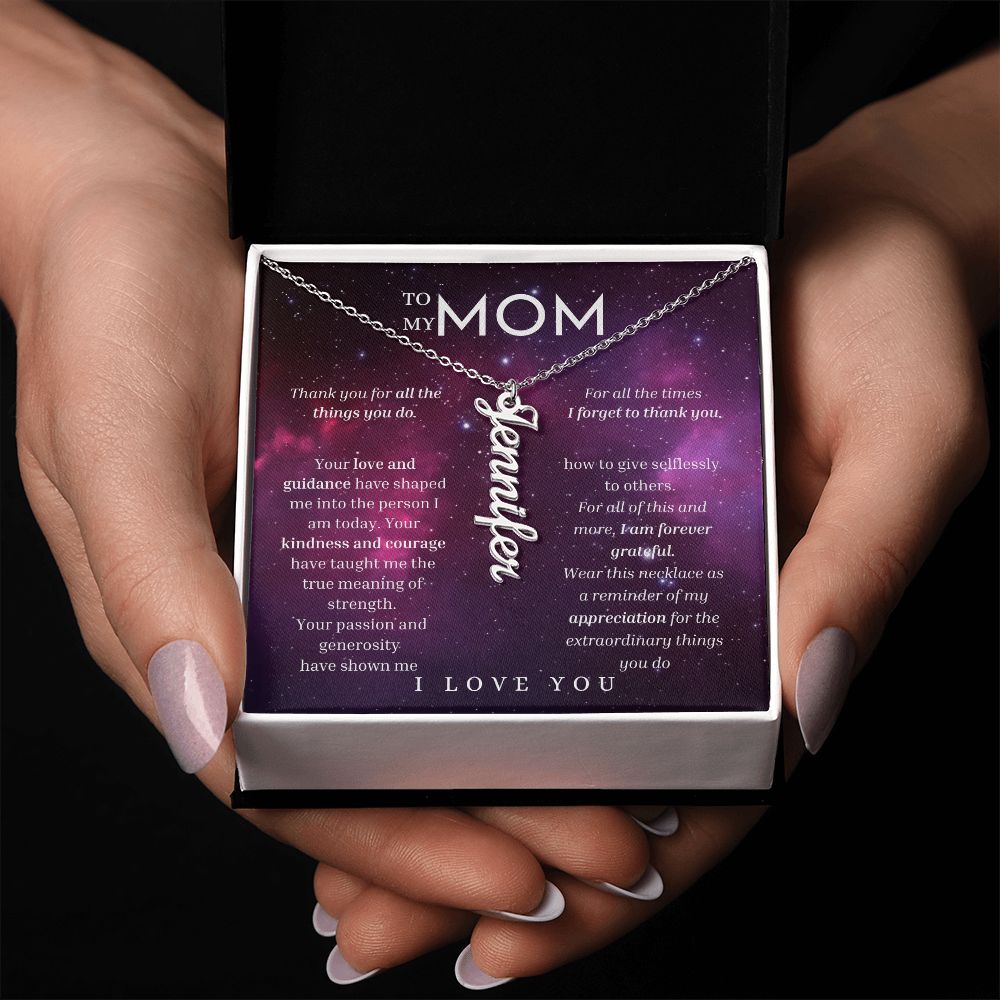 To My Mom Vertical Name Necklace Message Card for All Necklace Jewelry From Son Daughter Gift Anniversary Birthday Mothers day