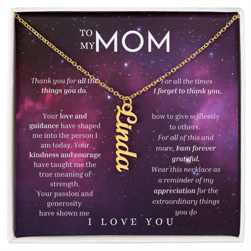 To My Mom Vertical Name Necklace Message Card for All Necklace Jewelry From Son Daughter Gift Anniversary Birthday Mothers day