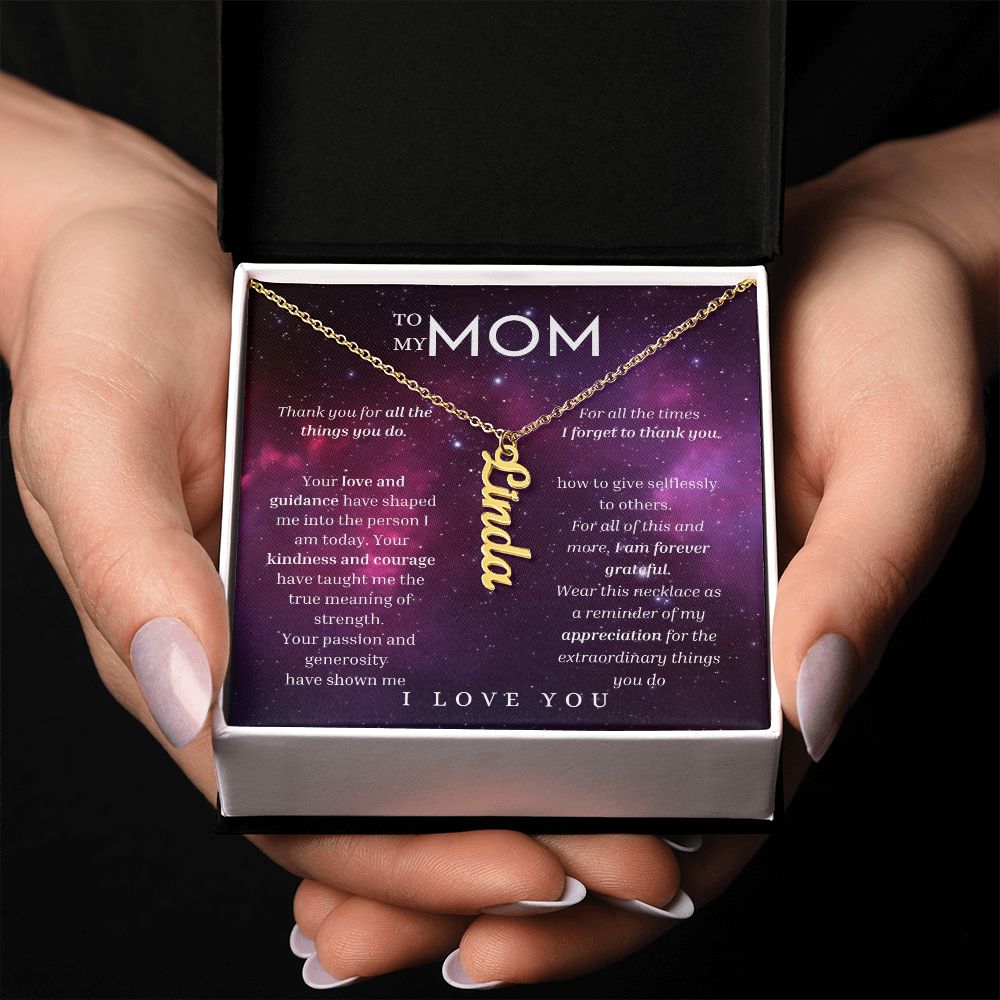 To My Mom Vertical Name Necklace Message Card for All Necklace Jewelry From Son Daughter Gift Anniversary Birthday Mothers day