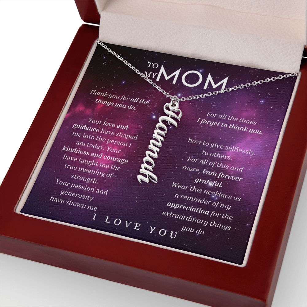 To My Mom Vertical Name Necklace Message Card for All Necklace Jewelry From Son Daughter Gift Anniversary Birthday Mothers day