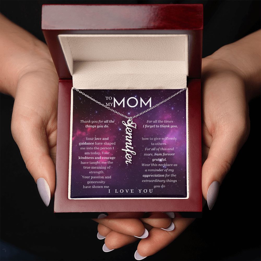 To My Mom Vertical Name Necklace Message Card for All Necklace Jewelry From Son Daughter Gift Anniversary Birthday Mothers day