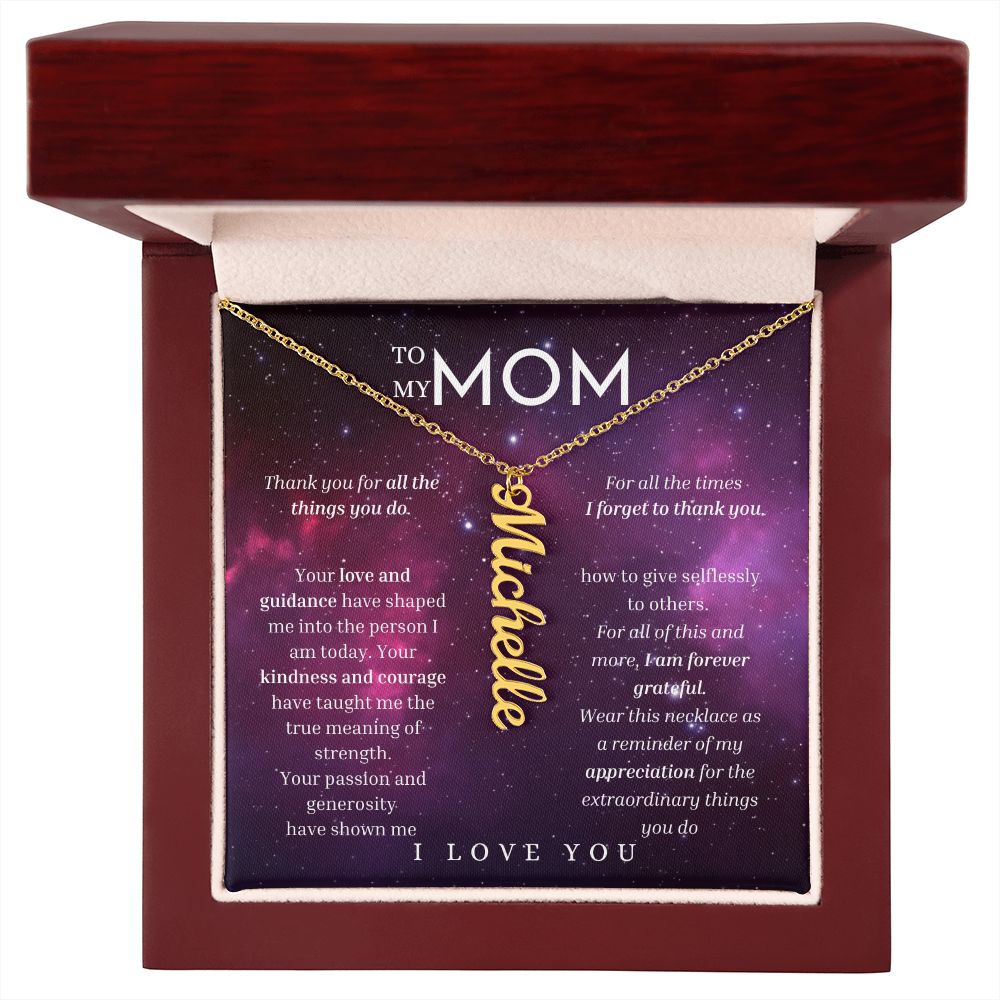 To My Mom Vertical Name Necklace Message Card for All Necklace Jewelry From Son Daughter Gift Anniversary Birthday Mothers day