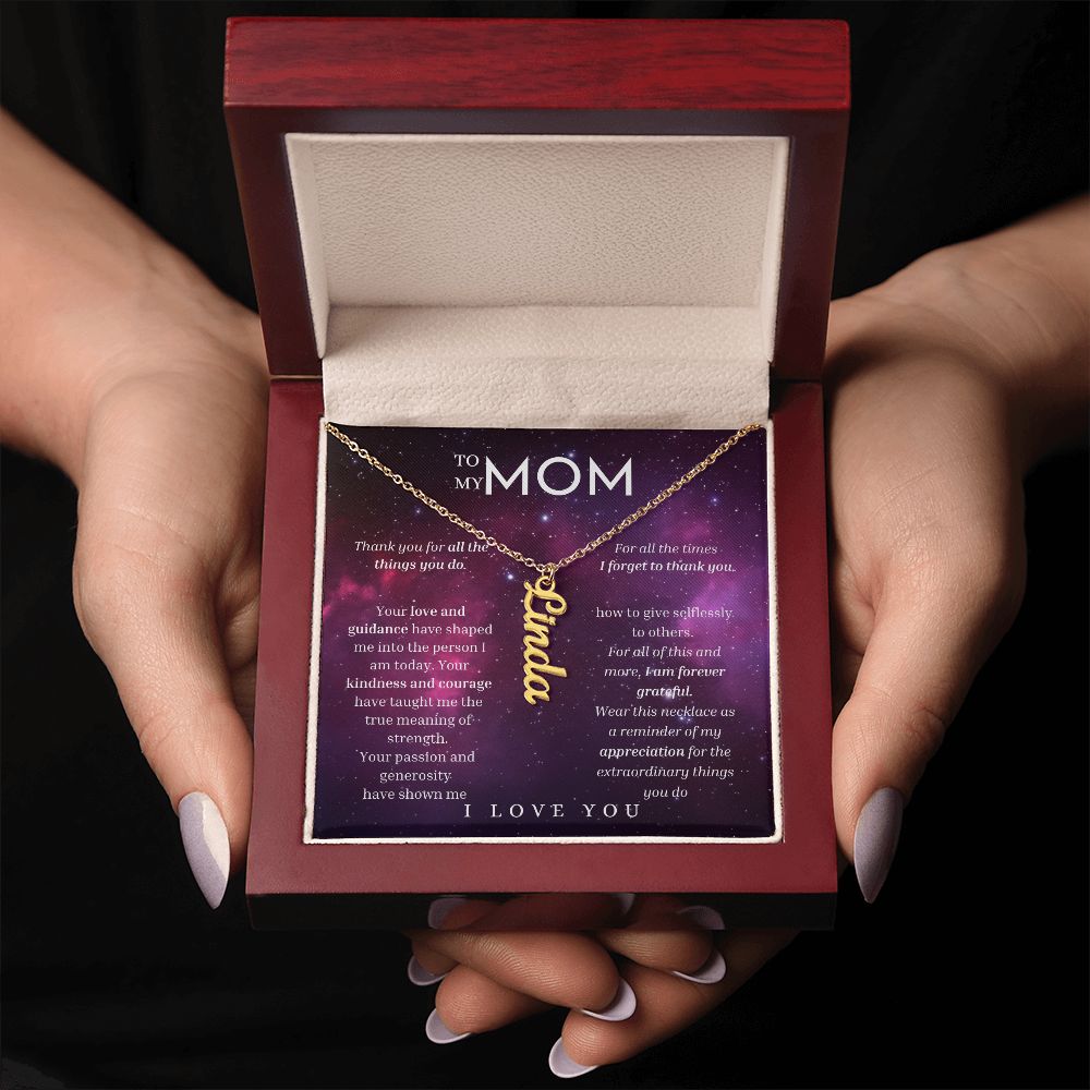 To My Mom Vertical Name Necklace Message Card for All Necklace Jewelry From Son Daughter Gift Anniversary Birthday Mothers day