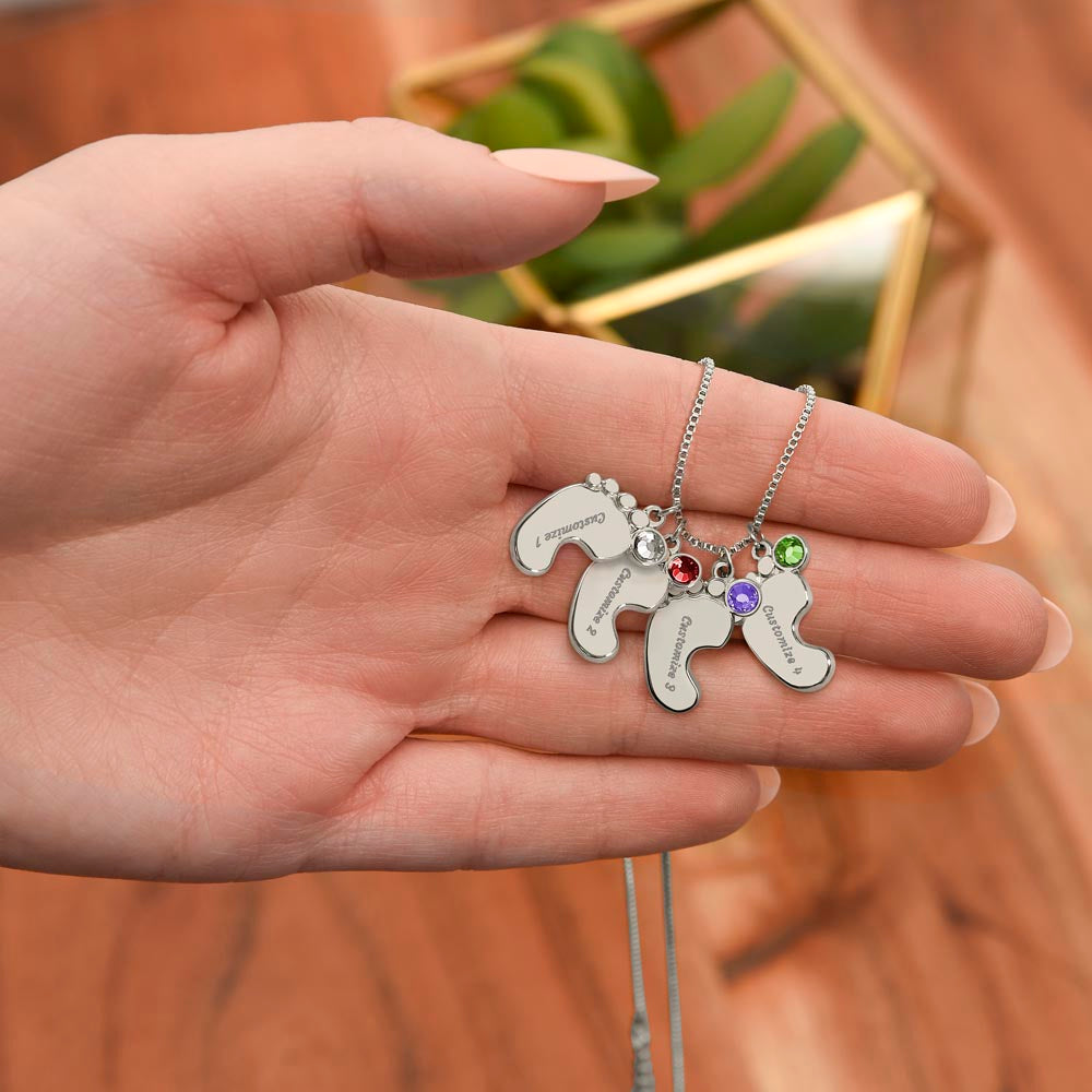 To My Mommy Mom to Be Custom Baby Feet Necklace with Birthstone, Baby Shower Gift, Expecting Mother Pregnancy Gift