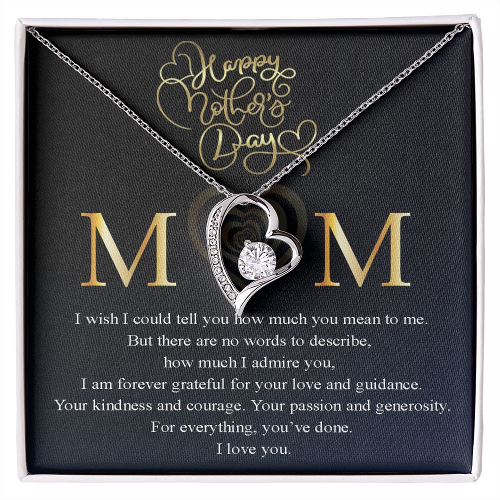 Mom, I wish I could tell you how much you mean to me Message Card Necklace