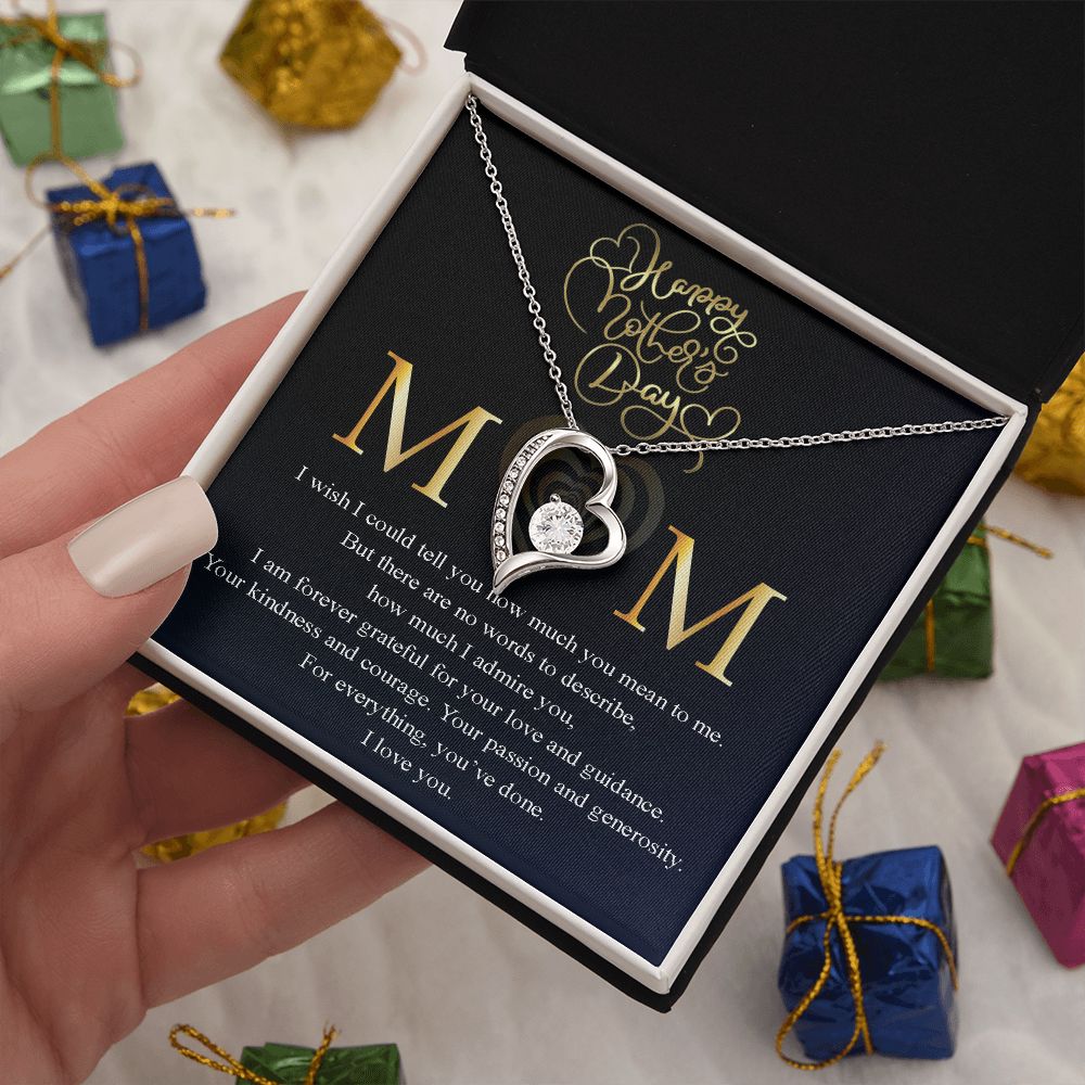 Mom, I wish I could tell you how much you mean to me Message Card Necklace