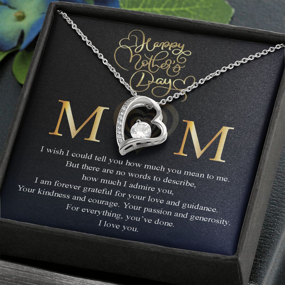 Mom, I wish I could tell you how much you mean to me Message Card Necklace