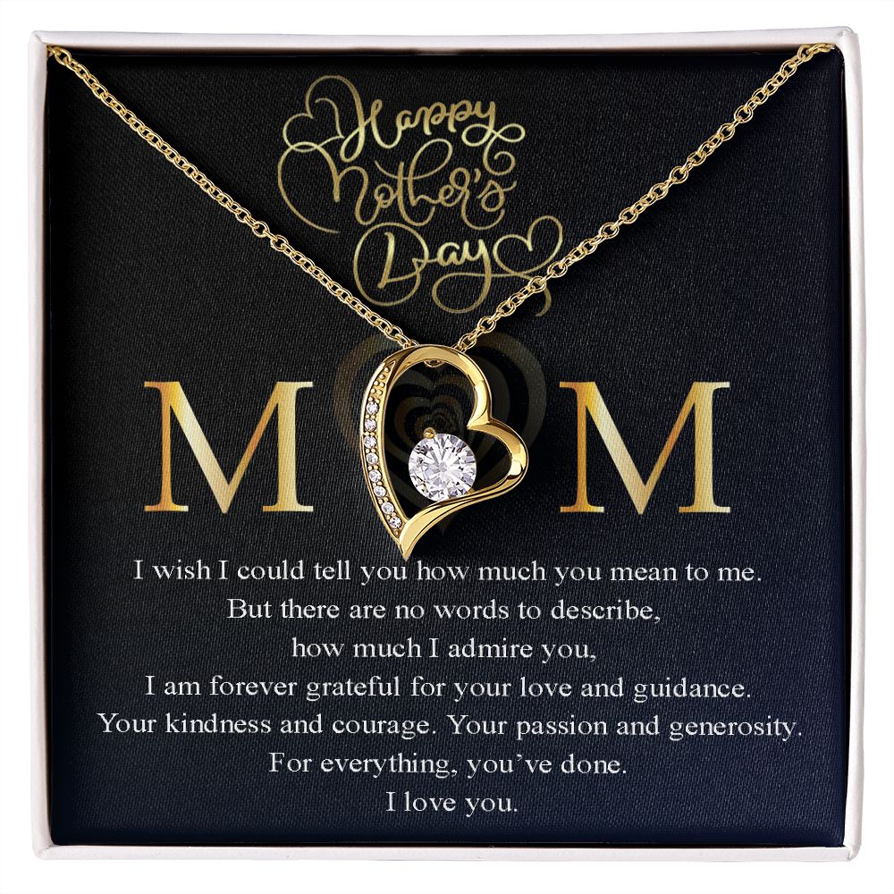 Mom, I wish I could tell you how much you mean to me Message Card Necklace