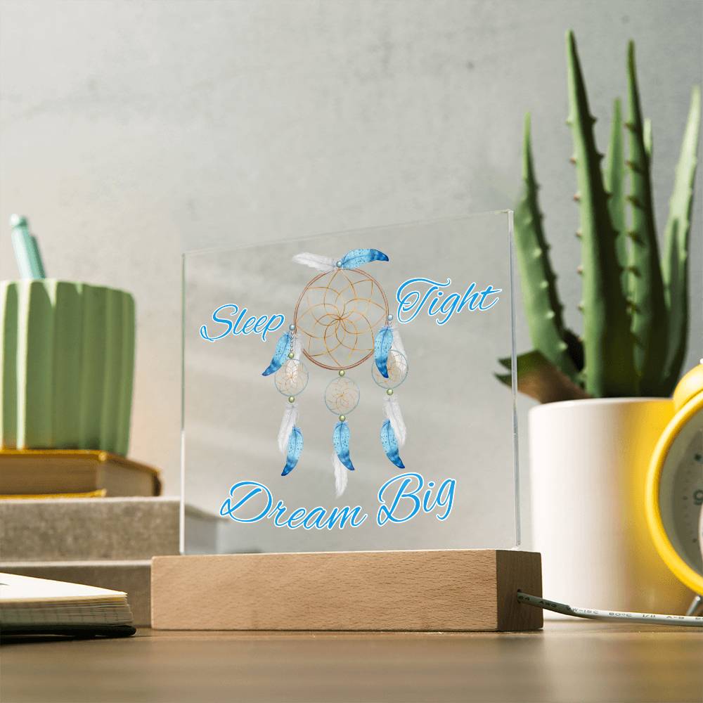 Magical Dreamcatcher Acrylic Night Light for Kids-blue color- Chase Dreams with Light
